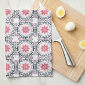 Serviette de cuisine moderne rose gris (Quart Plié)