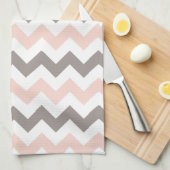 Serviette de cuisine moderne rose pâle Chevron (Quart Plié)