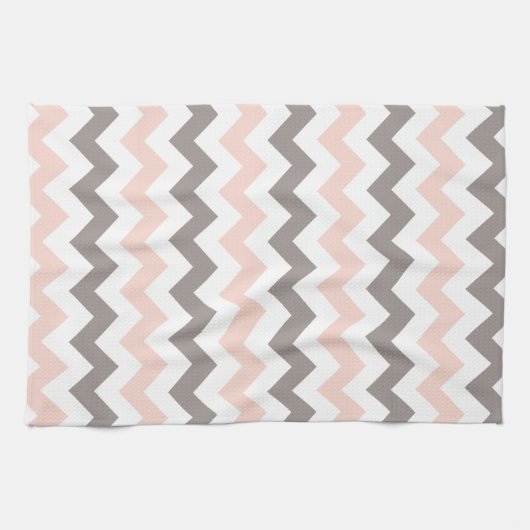 Serviette de cuisine moderne rose pâle Chevron (Horizontal)