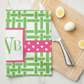 Serviette de cuisine monogramme Bambou & Grosgrain (Quart Plié)