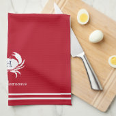 Serviette de cuisine monogramme de crabe blanc rou (Quart Plié)