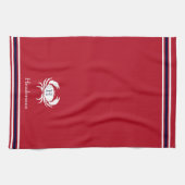 Serviette de cuisine monogramme de crabe blanc rou (Horizontal)