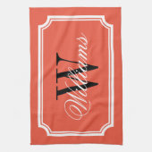 Serviette de cuisine monogramme orange personnalis (Vertical)