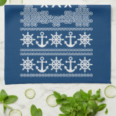 Serviette de cuisine monogramme sur mesure nautiqu (Plié)