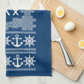 Serviette de cuisine monogramme sur mesure nautiqu (Quart Plié)