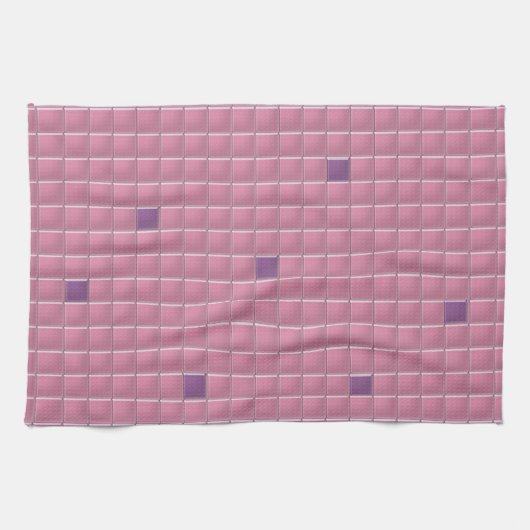 Serviette de cuisine - Mosaïque Carré rose (Horizontal)