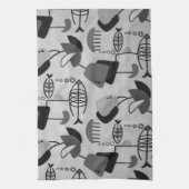 Serviette de cuisine Motif atomique noir et blanc (Vertical)
