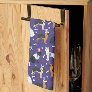 Serviette de cuisine Motif berger allemand patriot