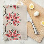 Serviette de cuisine Motif de broderie ukrainienne (Quart Plié)