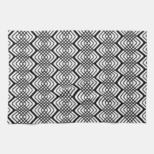 Serviette de cuisine Motif de gaufre noire et blan (Horizontal)