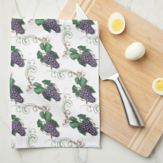 Serviette de cuisine motif de raisin (Quart Plié)