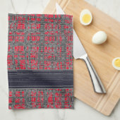 Serviette de cuisine Motif de Red & Grey X et O (Quart Plié)