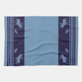 Serviette de cuisine motif d'orignal bleu rustique (Horizontal)