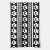 Serviette de cuisine motif empreinte de patte noir (Vertical)