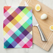 Serviette de cuisine Motif Plaid Arc-en-ciel funky (Quart Plié)