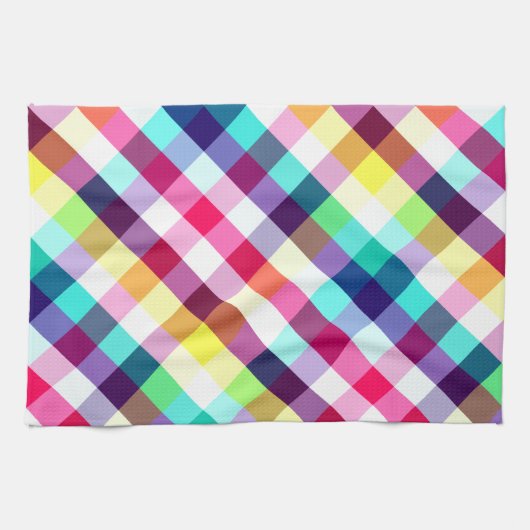 Serviette de cuisine Motif Plaid Arc-en-ciel funky (Horizontal)