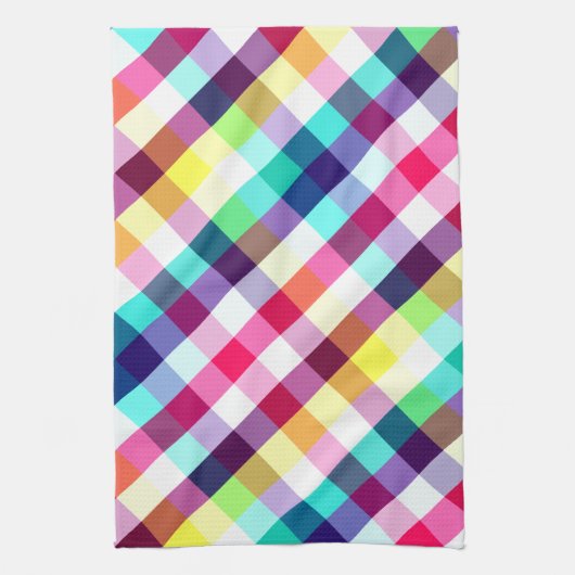 Serviette de cuisine Motif Plaid Arc-en-ciel funky (Vertical)