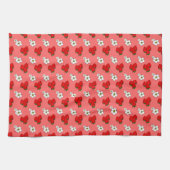 Serviette de cuisine Motif Retro fraise et fleurs (Horizontal)