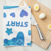 Serviette de cuisine Motif Retro Gamer - Bleu (Quart Plié)
