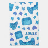 Serviette de cuisine Motif Retro Gamer - Bleu (Vertical)