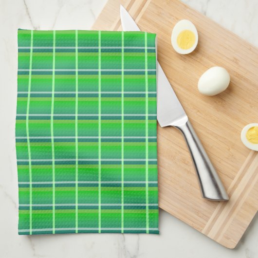 Serviette de cuisine Motif Retro Green Plaid (Quart Plié)
