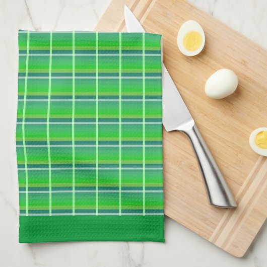 Serviette de cuisine Motif Retro Green White Plaid (Quart Plié)