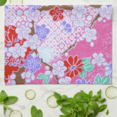 Serviette de cuisine Motif Sakura japonaise (Plié)