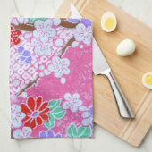 Serviette de cuisine Motif Sakura japonaise (Quart Plié)