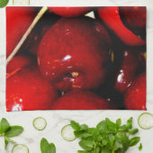 Serviette de cuisine mûre fraîche de cerises (Plié)