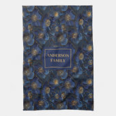 Serviette de cuisine Navy Monogramme Fleurs de sty (Vertical)