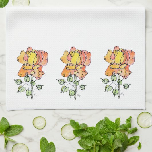 Serviette de cuisine - NGA Rose orange (Plié)