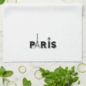 Serviette de cuisine - noir et blanc PARIS (Plié)