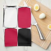 Serviette de cuisine noire, blanche et rouge (Quart Plié)