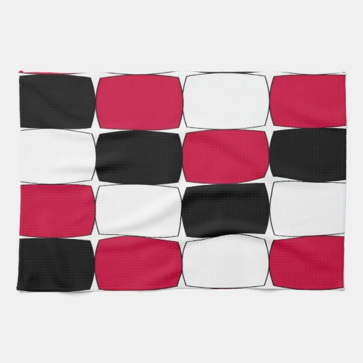 Serviette de cuisine noire, blanche et rouge (Horizontal)