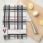 Serviette de cuisine noire blanche et rouge (Quart Plié)