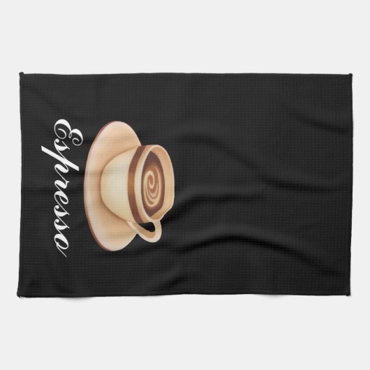 Serviette de cuisine noire de café express (Horizontal)