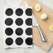 Serviette de cuisine noire de pois (Quart Plié)