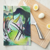 Serviette de cuisine noire de voûte de Kandinsky (Quart Plié)