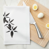 Serviette de cuisine noire d'orchidée (Quart Plié)