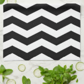 Serviette de cuisine noire et blanche de Chevron (Plié)