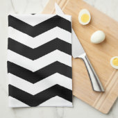 Serviette de cuisine noire et blanche de Chevron (Quart Plié)