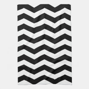 Serviette de cuisine noire et blanche de Chevron