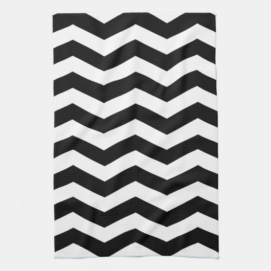 Serviette de cuisine noire et blanche de Chevron (Vertical)