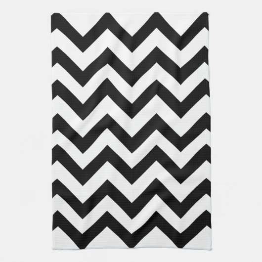 Serviette de cuisine noire et blanche de chevron (Vertical)