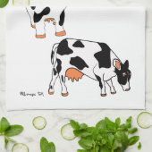 Serviette de cuisine noire et blanche de vaches (Plié)