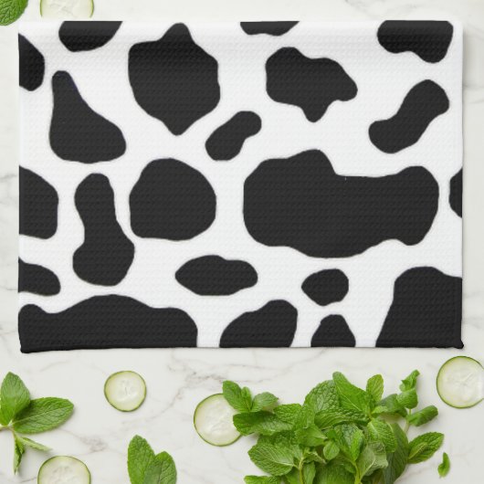 serviette de cuisine noire et blanche d'impression (Plié)