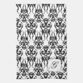 Serviette de cuisine noire et blanche d'initiale (Vertical)