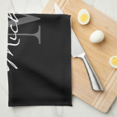 Serviette de cuisine noire et blanche fascinante (Quart Plié)