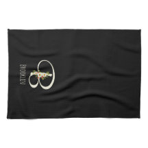 Serviette de cuisine noire monogramme Cadeau de pe