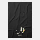 Serviette de cuisine noire monogramme Cadeau de pe (Vertical)
